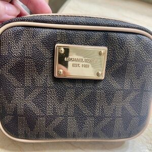 Michael Kors Navy Monogram cross body with Gold Accents